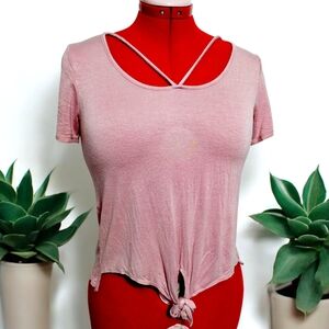 Threads Studio Strappy Front Tie Tee Shirt - Size M